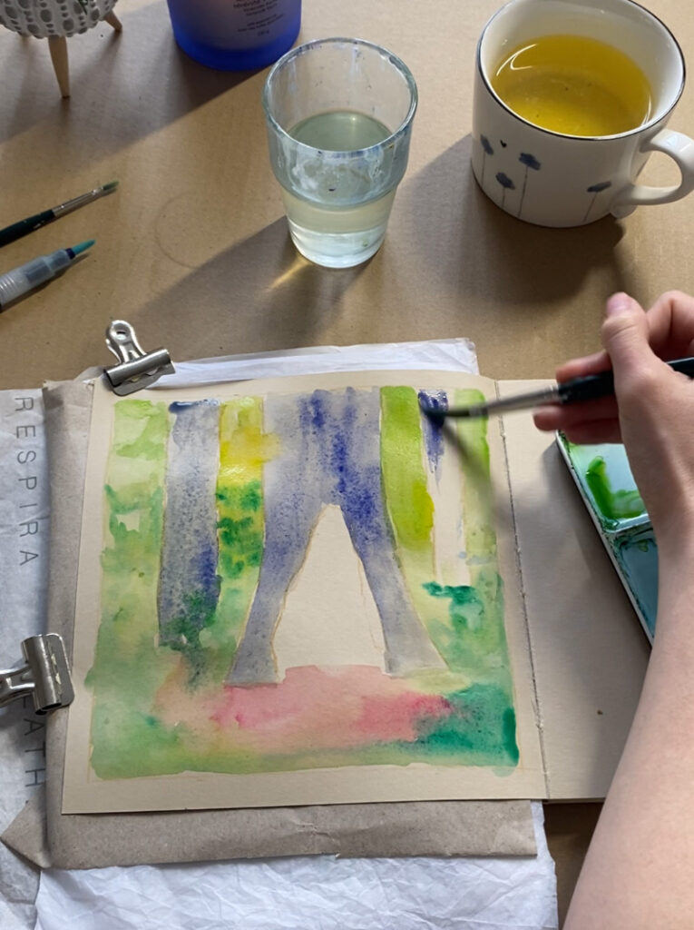 Exemple d'illustration mix media : première étape à l'aquarelle