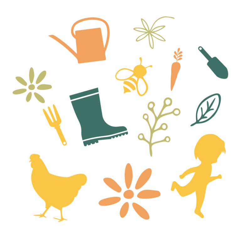 Illustrations vectorielles pour l'identité graphique de Nature et compagnie, ferme pédagogique