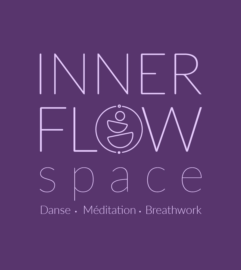 Logo typographique de l’application Inner Flow Space, avec un « O » symbolique représentant l’équilibre entre mouvement, respiration et méditation. celui-ci fait partie de l'identité visuelle complète que j'ai créé pour Inner Flow Space
